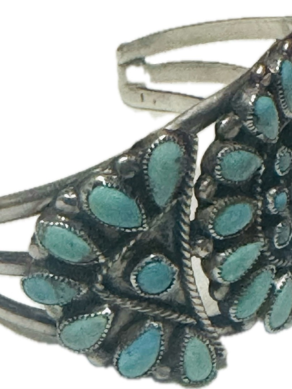 Antique Silver cluster Bracelet turquoise. A JM Begay piece. Circa 1965.